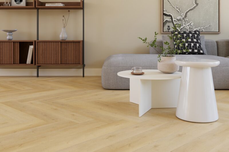 Visgraat pvc vloer Supreme 860 Caramel — vooraanzicht | Vloerpaleis