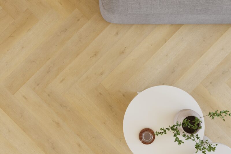 Visgraat pvc vloer Supreme 860 Caramel — bovenaanzicht | Vloerpaleis