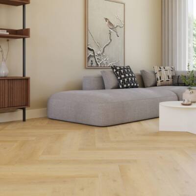 Visgraat pvc vloer Supreme 860 Caramel — ruimtefoto | Vloerpaleis