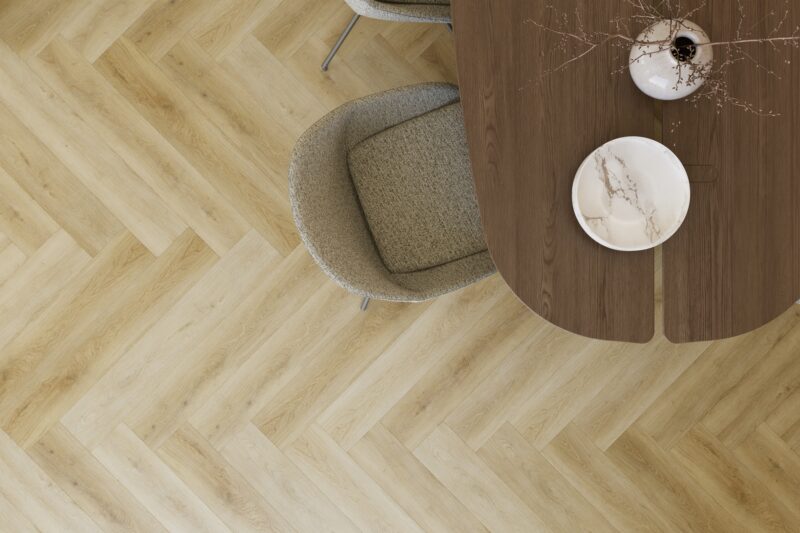 Visgraat pvc vloer Supreme 860 Walnut — bovenaanzicht | Vloerpaleis