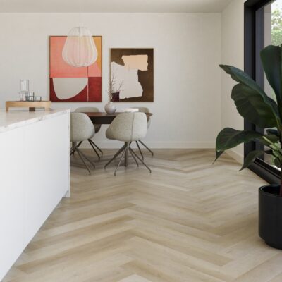 Visgraat pvc vloer Supreme 860 Mokka — ruimtefoto | Vloerpaleis