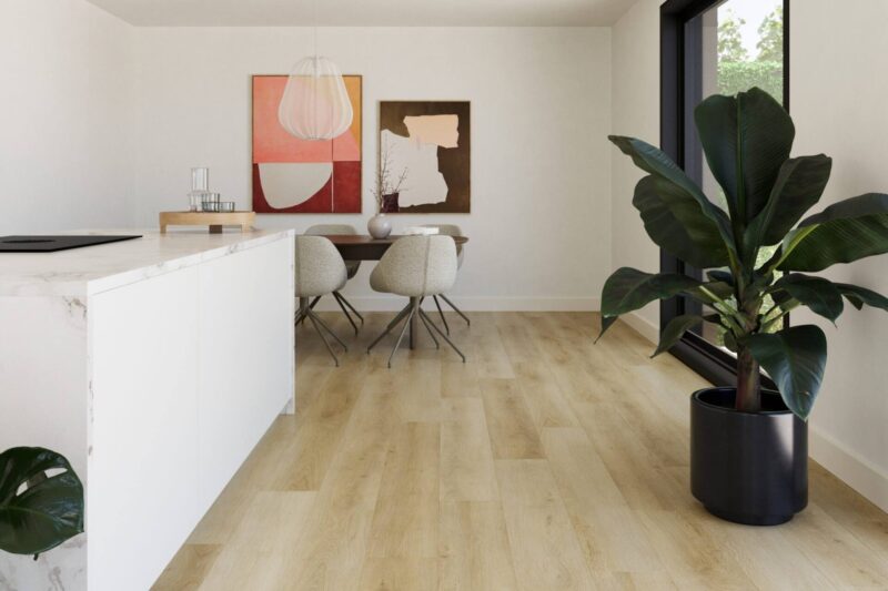 Brede plank pvc vloer Supreme 860 Walnut — ruimtefoto | Vloerpaleis
