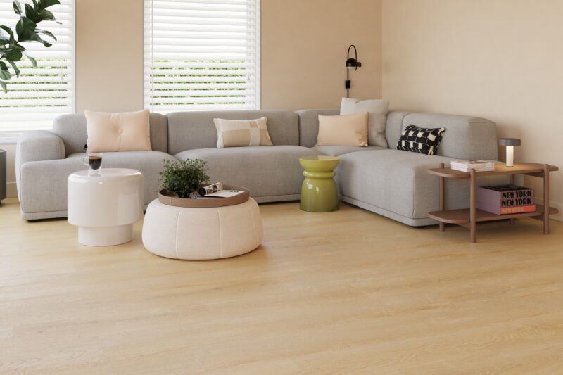 Brede plank pvc vloer Supreme 860 Kaki — ruimtefoto | Vloerpaleis